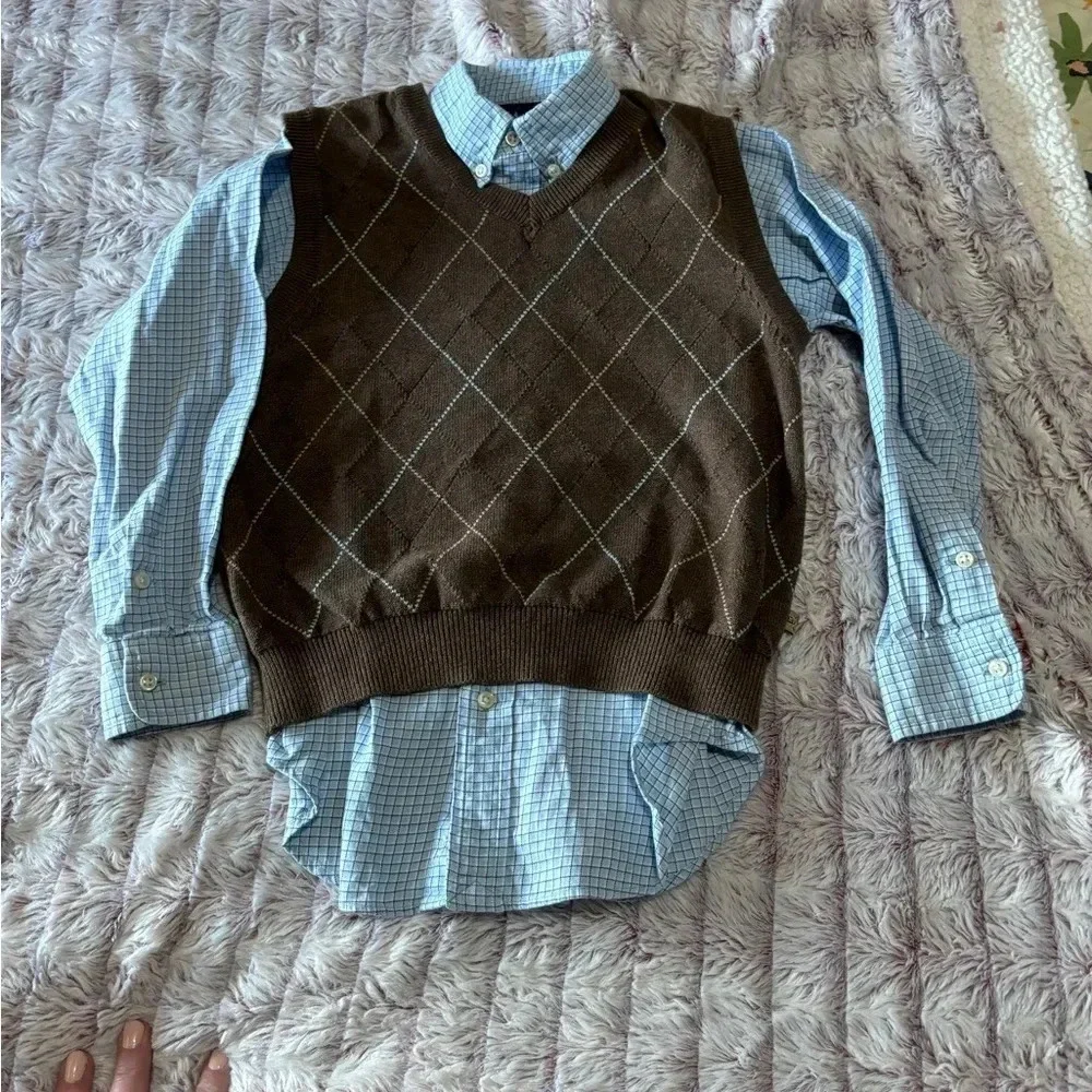 Ralph Lauren Boys Button Up Shirt  Size: 7 with E-land vest 6X/7